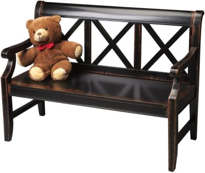 Bench Transitional Distressed Midnight Rose Black Poplar Cherry