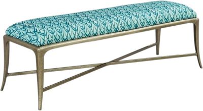 Bench WOODBRIDGE Cabriole Legs Textured Gold Cast Aluminum Base Repel