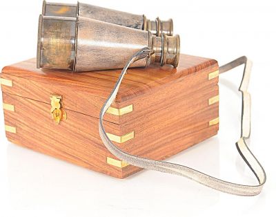 Binoculars Traditional Antique Leather Overlay Wood Box