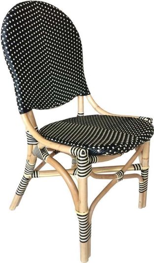 Bistro Chair Side PADMAS PLANTATION French Beige Black Set 2 Rattan PE Plastic