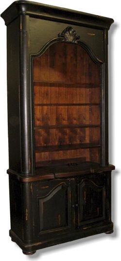 Bookcase French Provincial Blackwash Old World Exposed Pegs Adjustable 4-Shelf