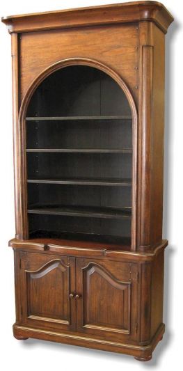 Bookcase French Provincial Solid Wood Distressed Walnut Pegs Adjustable 4-Shelf