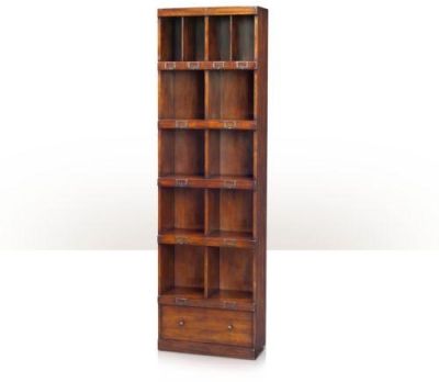 Bookcase THEODORE ALEXANDER CAMPAIGN Victorian Acacia Brass Fittings 1 -Drawer