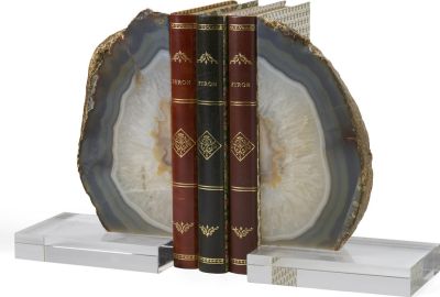 Bookends Bookend GEODE Natural Metallic Gold Crystal Agate Gemstone