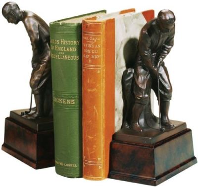 Bookends Bookend GOLF Traditional Antique Putting Golfer Resin Hand-Painted