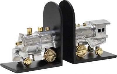 Bookends Locomotive Train Steam Railway Hand-Polished Cast Aluminum Iron Brass