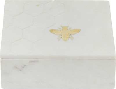 Box Contemporary Bee White Black Marble