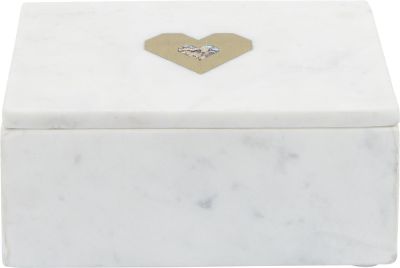 Box Contemporary Heart Rectangular White Gold Brass Marble