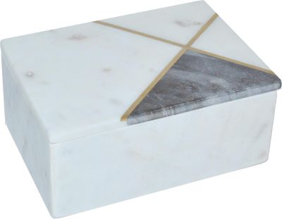 Box Contemporary Rectangular Gold White Marble