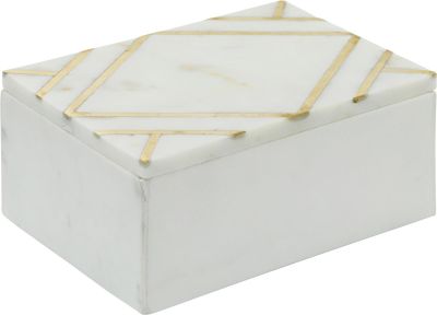 Box Contemporary Rectangular White Gold Marble Metal