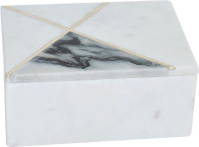 Box Contemporary Rectangular Gray Gold Marble