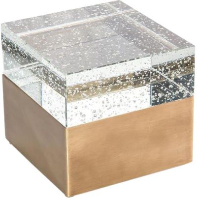 Box JOHN-RICHARD Square Brass Transparent Crystal