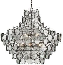 Chandelier CURREY GALAHAD Rustic Round 12-Light Bronze Socket Black Cord