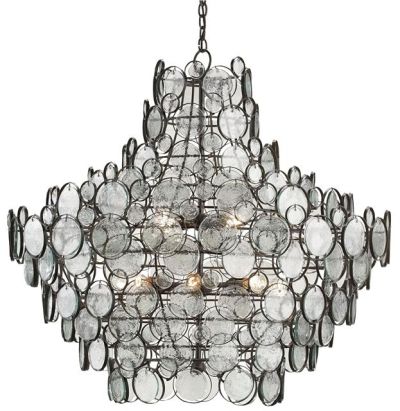 Chandelier CURREY GALAHAD Rustic Round 12-Light Bronze Socket Black Cord