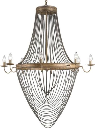 Chandelier CURREY LUCIEN European Traditional Round 8-Light Large Gold Cord