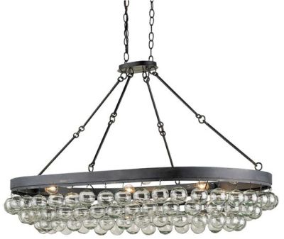 Ceiling Mount Fixture CURREY BALTHAZAR Industrial Oval 6-Light French Black