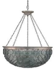 Chandelier CURREY QUORUM 5 Chains Circular Frame Discs Disc 3-Light Silver Leaf