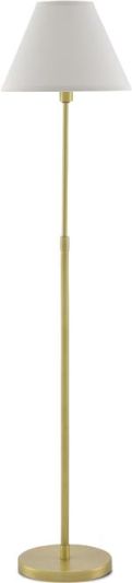 Floor Lamp CURREY DAIN 1-Light Off-White Shade Antique Brass Shantung Metal