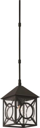Outdoor Lantern CURREY RIPLEY Small 1-Light Midnight Trilux Black Glass Wrought