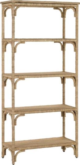 Etagere Shelves CURREY OLISA Natural Washed Wood Metal Rattan Abaca Rope