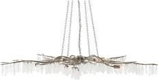 Chandelier CURREY FOREST 10-Light Natural Textured Silver Wrought Iron Crystal
