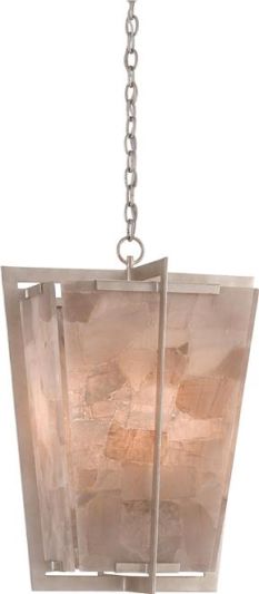 Lantern CURREY BERENSON 4-Light Smoke Quartz Silver Leaf Crystal Siler Wrought