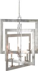 Chandelier CURREY MIDDLETON 8-Light Contemporary Silver Leaf Wrought Iron