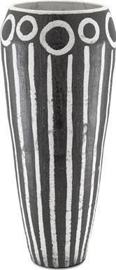 Urn Vase CURREY CAIRO Patina Textured Black White Terracotta Ceramic