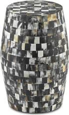 Accent Table Stool CURREY TALLI Black Sand Natural Horn Engineered Hardwood