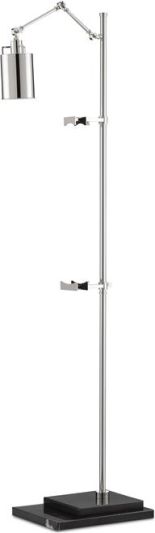 Floor Lamp CURREY STRADA Stacked Base 1-Light Black Polished Nickel Silver Cord