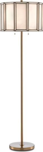 Floor Lamp CURREY DAZE Cylinder Finial Cylindrical 2-Light Antique Brass Clear