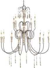 Chandelier CURREY HANNAH European Traditional Large 12-Light Brown Cord Rust