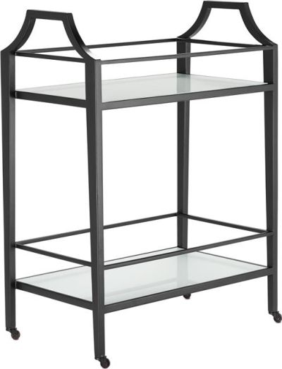 Bar Cart CURREY TORREY Modern Contemporary Angular White Black Glass Steel 2