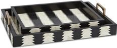 Tray CURREY ARROW Modern Contemporary Brass Black White Natural Set 2 Bone Wood
