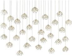 Pendant Light CURREY CRYSTAL BUD 30-Light Painted Silver Cord Contemporary Leaf