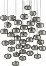 Pendant Light CURREY PEPPER Farmhouse Pierced Shade 36-Light Silver Cord Nickel