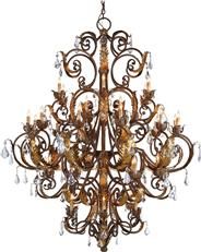 Chandelier CURREY INNSBRUCK European Traditional 39-Light Gold Leaf Brown Cord