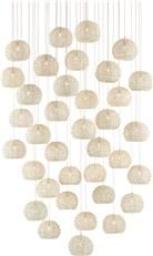 Pendant Light CURREY PIERO 36-Light Sugar White Painted Silver Cord Metal Shade
