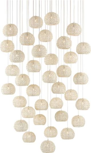 Pendant Light CURREY PIERO 36-Light Sugar White Painted Silver Cord Metal Shade