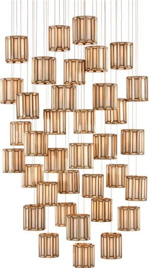 Pendant Light CURREY DAZE 36-Light Silver Cord Painted Frosted Glass Antique