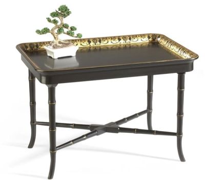 Tray Table BRENTFORD Traditional Antique Black Gold Hand-Painted Painted