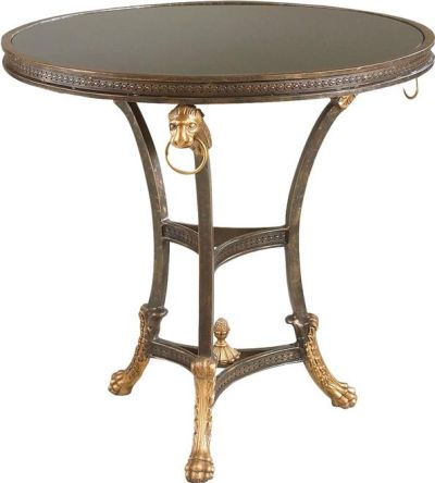 Center Table Cocktail Coffee Traditional Antique Lion Head Gold Accents Black