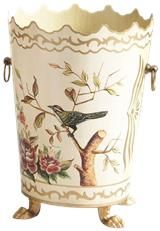 Waste Basket MIDLAND Traditional Antique Tole Hand-Painted Painted