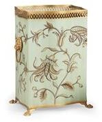 Waste Basket BRIGHTON Traditional Antique Tole Hand-Painted Painted