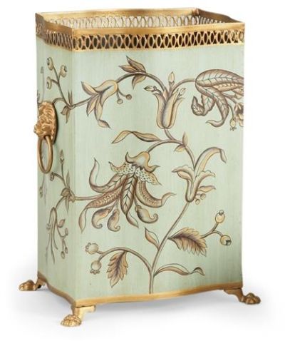 Waste Basket BRIGHTON Traditional Antique Tole Hand-Painted Painted