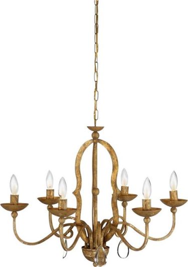 Chandelier Transitional 3-Light Clay Gold Iron Brass Handmade Hand-Crafted