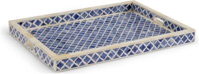 Tray White Blue Bone Inlay