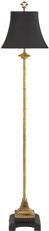 Floor Lamp Tube Base 1-Light Black Shade Faux Bamboo Brass Paper 1-Way One-Way