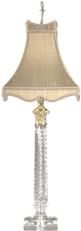 Column Lamp Table 1-Light Light Gold Shade Brass Accents Italian Crystal Silk