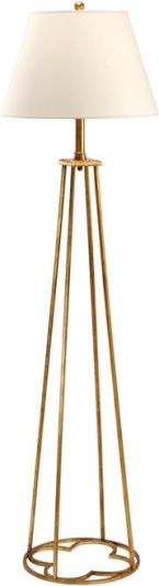 Floor Lamp 1-Light Old Gold Cream Shade Antique Paper Wrought Iron Shades
